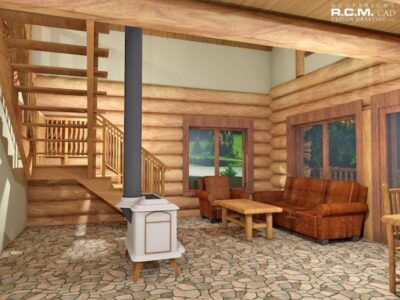 Projekt domu z drewna Treasure klatka schodowa