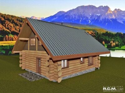 Projekt domu z drewna Treasure widok ukośny