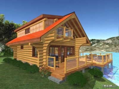 Projekt domu z drewna Vacation Sanctuary front