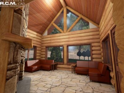 Projekt domu z drewna Firehawk salon