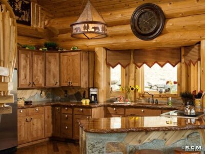 Projekt domu z drewna Yakima widok kuchni