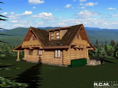 Projekt domu z drewna Firehawk widok boczny