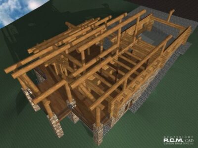 Projekt domu z drewna Sun Peaks więźba dachowa