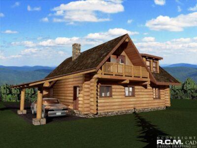 Projekt domu z drewna Firehawk widok boczny