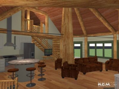 Projekt domu z drewna The Great Aspen Mountain salon