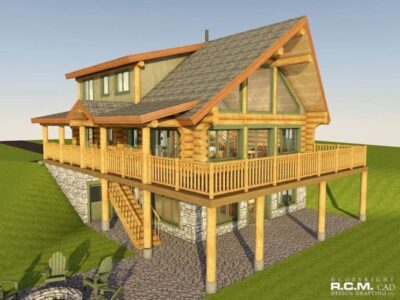 Projekt domu z drewna Logan Lake front
