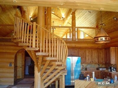 Projekt domu z drewna Yakima wyjście na piętro