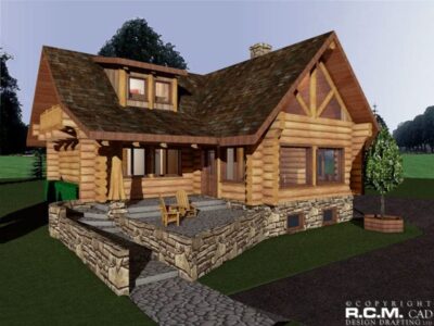 Projekt domu z drewna Firehawk widok z przodu