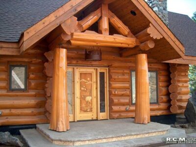 Projekt domu z drewna Yakima wejście do domu