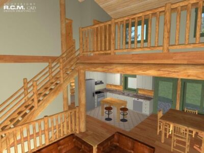 Projekt domu z drewna Alabama widok na salon