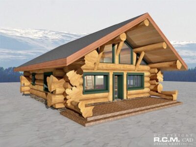 Projekt domu z drewna Rocky Mountain widok z przodu