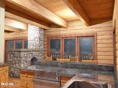 Projekt domu z drewna Log Chalet kuchnia
