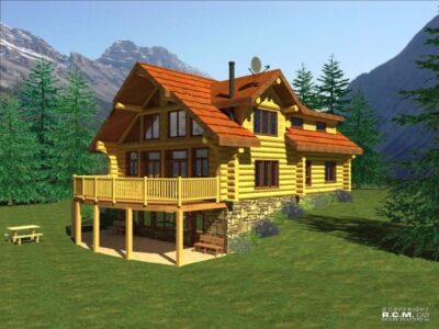 Projekt domu z drewna Pine Mountain widok z przodu