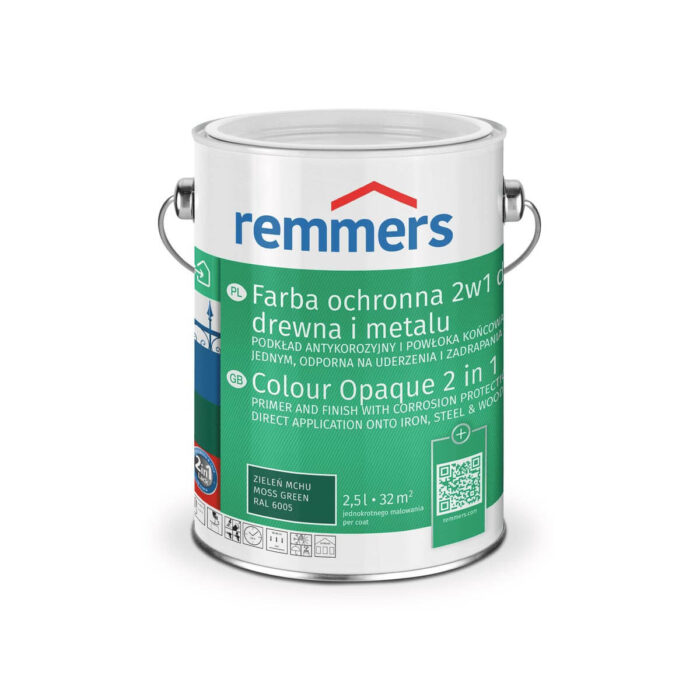 Izolant do drewna pod farbę kryjącą Remmers zielony ral 6005 w puszce 0,75