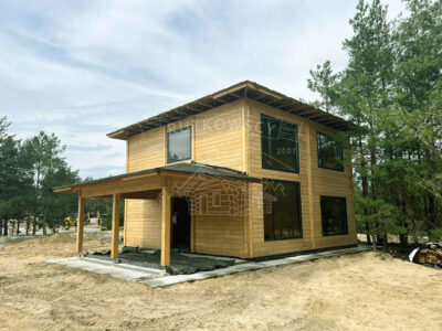 domy z bali klejonych widok ukośny