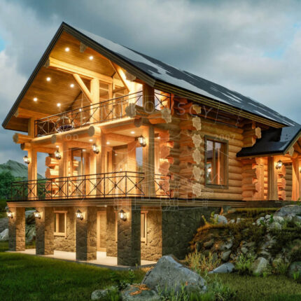 Dom z bali okrągłych całoroczny mieszkalny, pensjonat pow. 195 m2